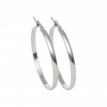 Earrings, medium size, women, hoops, made from stainless steel, 4X4cm, without stones,shinny, huggie, silverline, 0130552001,