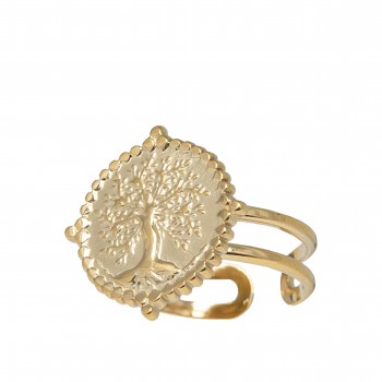 Ring, for women, made from  stainless steel, with tree of life, free size, silverline, 0430694502,