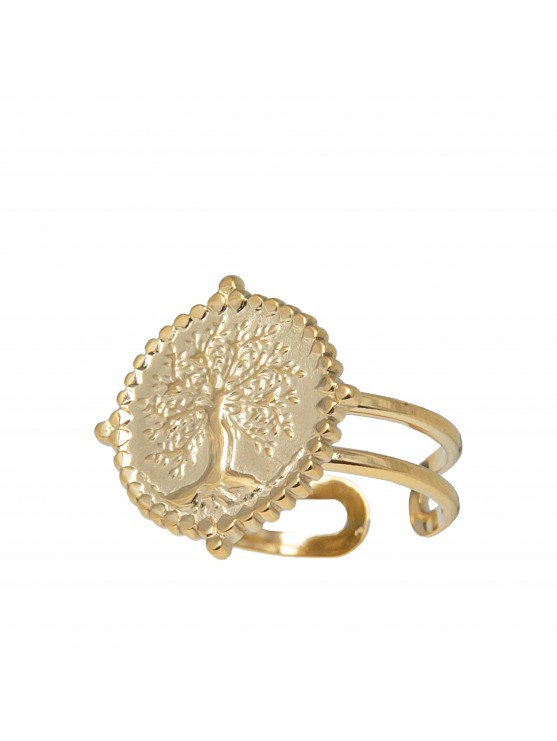 Ring, for women, made from  stainless steel, with tree of life, free size, silverline, 0430694502,