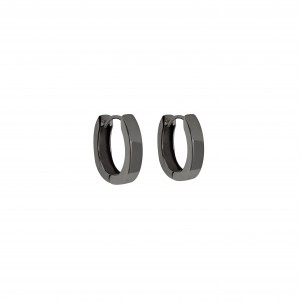 TRIBUTE, silver, unisex, huggie hoops, black, rhodium, plated, 3,5mm, thickness,