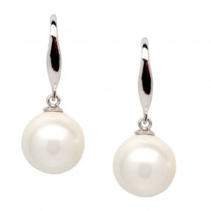 silverline, Women, 925silver Earrings with hanging  10mm  pearl & a  hook clasp
