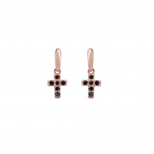 silverline, silver, earrings, for, women, with, crosses, cubic, zirconia, &, rose, gold, plating,