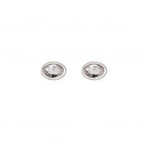 silverline, oval,silver, stud earrings, unisex,with white cubic zirconia & white rhodium plating or yellow gold plating