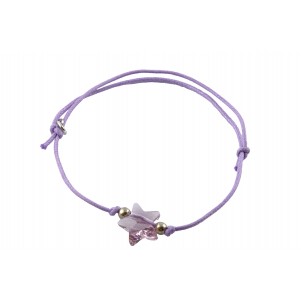 woofie, silver necklace for kids-girls with lavender swarovski & lavender adjustable cotton cord-rhodium plated nickel free