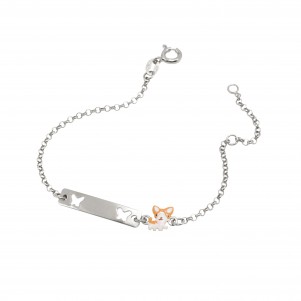 Woofie, silver, kids, ID, bracelet, for, girls, and, boys, with, enamel, butterflies, dog, &, white, rhodium, plating,
