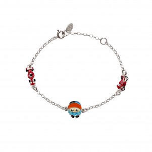 woofie, silver,kids, bracelet for boys, with enamel, white rhodium or yellow, gold plating-0230406501