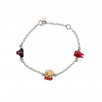 woofie, silver,kids, bracelet for boys, with enamel, white rhodium or yellow, gold plating-0230408401