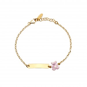 Woofie, silver, id, bracelet for kids with enamel & light blue "little bear" for boys or pink for girls with white rhodium plating or yellow gold plating-0230419201