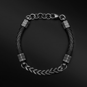 TRIBUTE, stainless, steel, chain bracelet, for, men, with black rhodium plating,