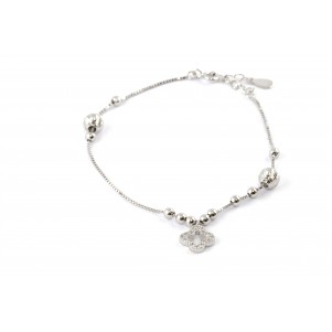 silverline, women, 925silver bracelet , nickel free, with cross, cubic zirconia, white rhodium or yellow gold plating.