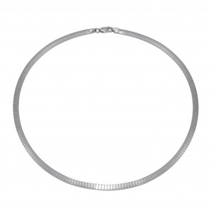 TRIBUTE, silver, unisex, choker, chain, 4mm, 40cm, long, with, white, rhodium, plating,