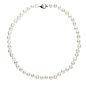 TRIBUTE , 925silver, Unisex ,10mm bead Pearl Necklace with shell clasp