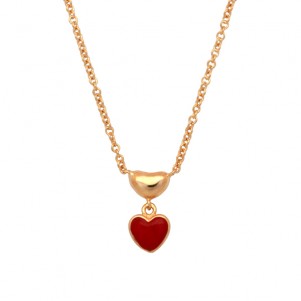 Woofie, Kids' Necklace for girls, with enamel, heart & yello gold plating