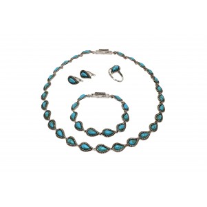 silverline,silver, women, oxidated, bracelet, with, turquoise, &, marcasite, stones (price involves only the bracelet not to the whole set)