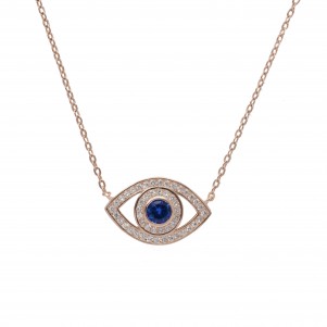 silverline, 925silver, Women's Necklace with evil eye
