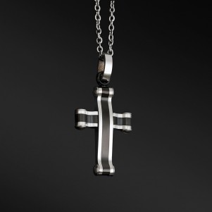 TRIBUTE, stainless, steel, necklace, for, men, with, black, plating,