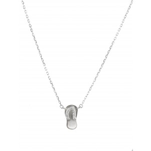 silverline, 925 silver, women necklace with cubic zirconia, flip flop, & white rhodium plating, nickel free