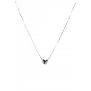 silverline, 925 silver, women necklace with heart & white rhodium plating, nickel free ,