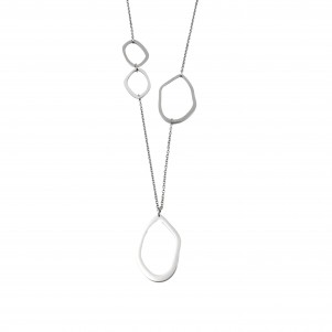 silverline,women, stainless, steel, necklace, white, plated