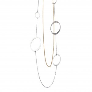 silverline,women, stainless, steel, necklace, two, tone, platings, white, and, yellow, gold