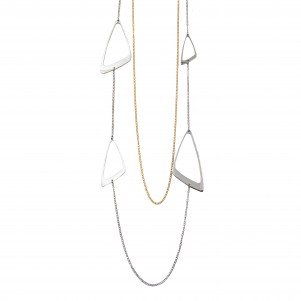 silverline, women, stainless, steel, necklace, two, tone, platings, white, and, yellow, gold