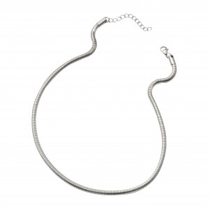 TRIBUTE, unisex, balk, stainless steel chain, necklace, 45cm long+5cm extention chain, white color or yellow gold plating.