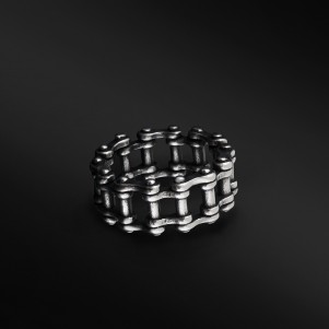 TRIBUTE, stainless, steel, ring, for, men, with, cycling, bike, chain,