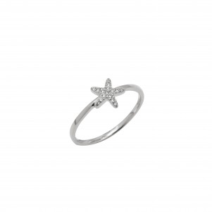 silverline, women, silver, starfish, ring, with, cubic, zirconia, &, white, plating,