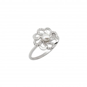silverline, women, silver, ring, with, cubic, zirconia, pearl, &, white, plating,