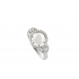 silverline, women, silver, ring, with, pearl, cubic, zirconia, &, white, rhodium, plating,