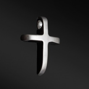TRIBUTE, 925silver, pendant-cross for men with white  rhodium, plating