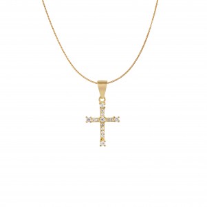 silverline, women, silver, necklace, with, cross, cubic, zirconia, &, yellow, gold, plating,