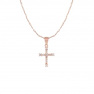 silverline, women, silver, necklace, with, cross, cubic, zirconia, &, rose, gold, plating,