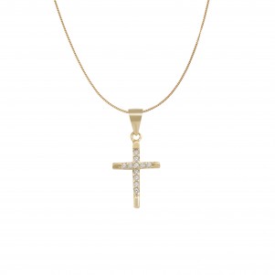 silverline, women, silver, necklace, with, cross, cubic, zirconia, &, yellow, gold, plating,