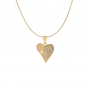 silverline, women, silver, necklace, with, heart, cubic, zirconia, &, yellow, gold, plating,