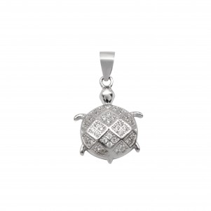 silverline, women, silver, pendant, with, turtle, cubic, zirconia, &, white, rhodium, plating,