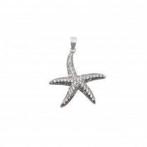 silverline, women, silver, starfish, pendant, with, cubic, zirconia, &, white, rhodium, plating,