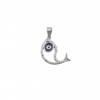 silverline, women, silver, pendant, with, evil, eye, cubic, zirconia, &, white, rhodium, plating,
