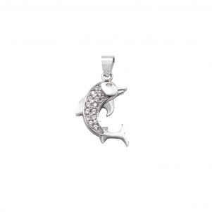 silverline, women, silver, pendant, with, cubic, zirconia, dolphin, &, white, rhodium, plating,