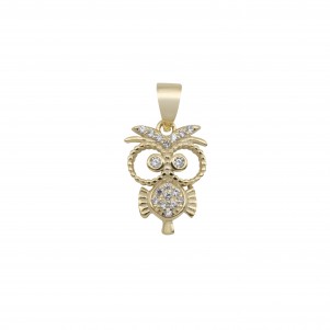 silverline, women, silver, owl, pendant, with, cubic, zirconia, &, yellow, gold, plating,