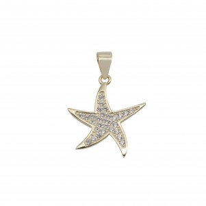 silverline, women, silver, starfish, pendant, with, cubic, zirconia, &, yellow, gold, plating,