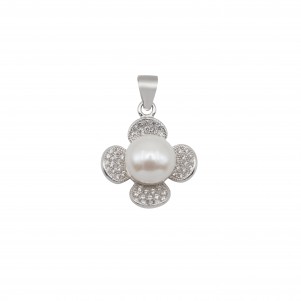 silverline, women, silver, pendant, with, cubic, zirconia, white, rhodium, plating, &, pearl,