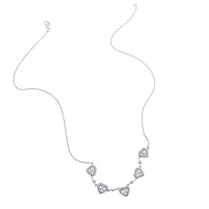 silverline, silver, set, for, women, necklace, and, stud, earrings, with, hearts, cubic, zirconia, &, white, rhodium, plating,
