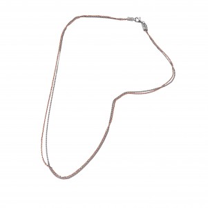 TRIBUTE, 925, silver, unisex, necklace, with, double, two-toned, chain, white, rhodium, &, rose, gold, plating, 44cm,